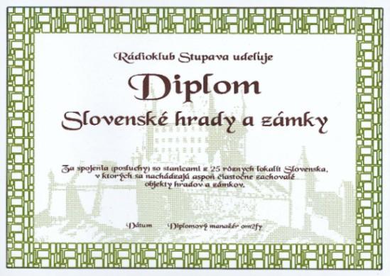 Диплом "Словацкие Замки"